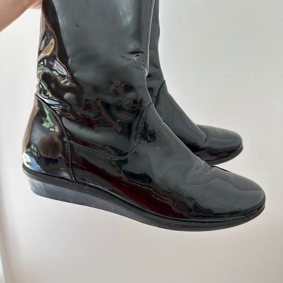 Cole Haan Melanie Waterproof Knee High Black Patent Leather Boots - Picture 5 of 7